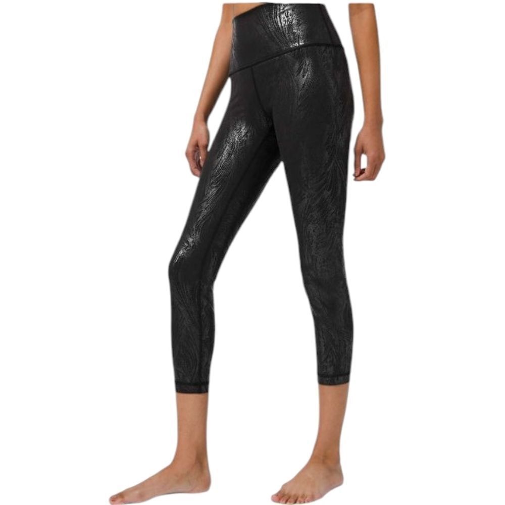 Lululemon Wunder Under High-Rise Crop Shine Black Foil Size 4